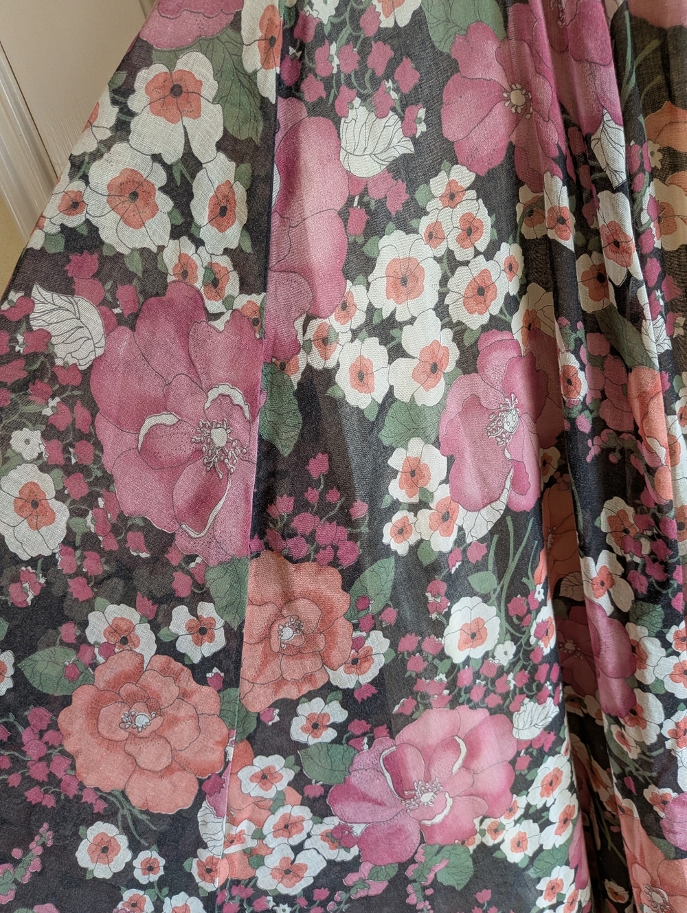 Vintage 70s Floral Halter Maxi Dress in Pink and Green - Picture 6 of 9